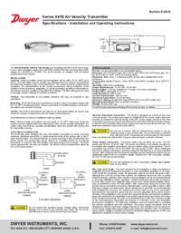 Thumbnail of document Manual - 641B Air Velocity Transmitter